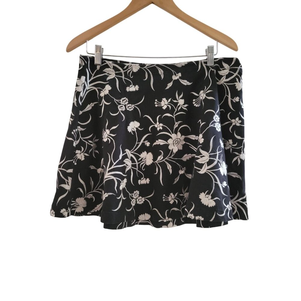Vintage Betsey Johnson Black and White Floral Mini Skirt